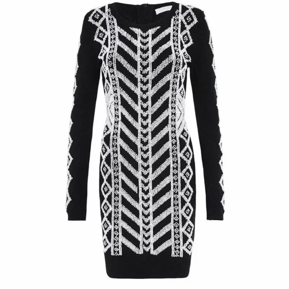 Sass & Bide Dresses | Sweater Dress With Hand Embellished Beads | Color: Black/White | Size: Xxs | Petrawilkins's Closet